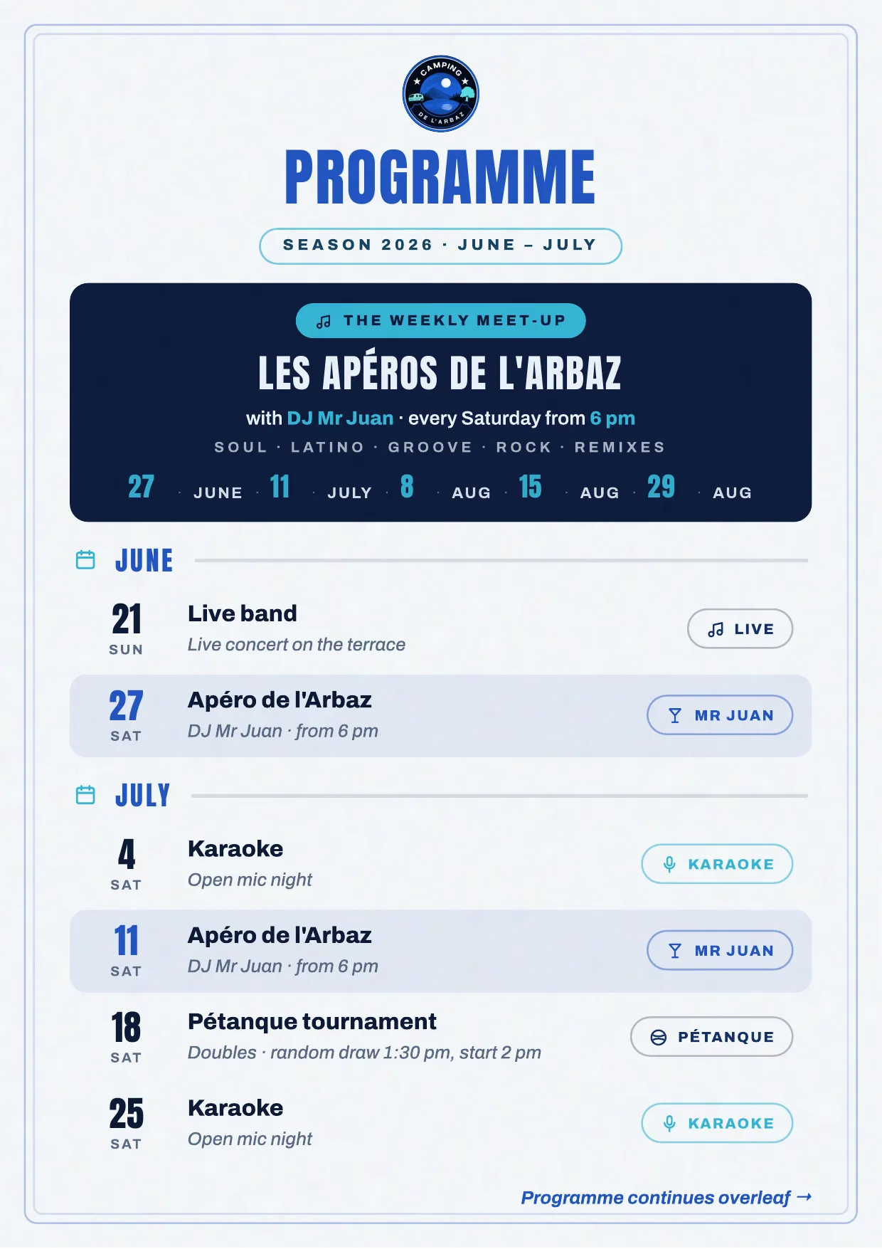 Programme de l'été · cover (English)